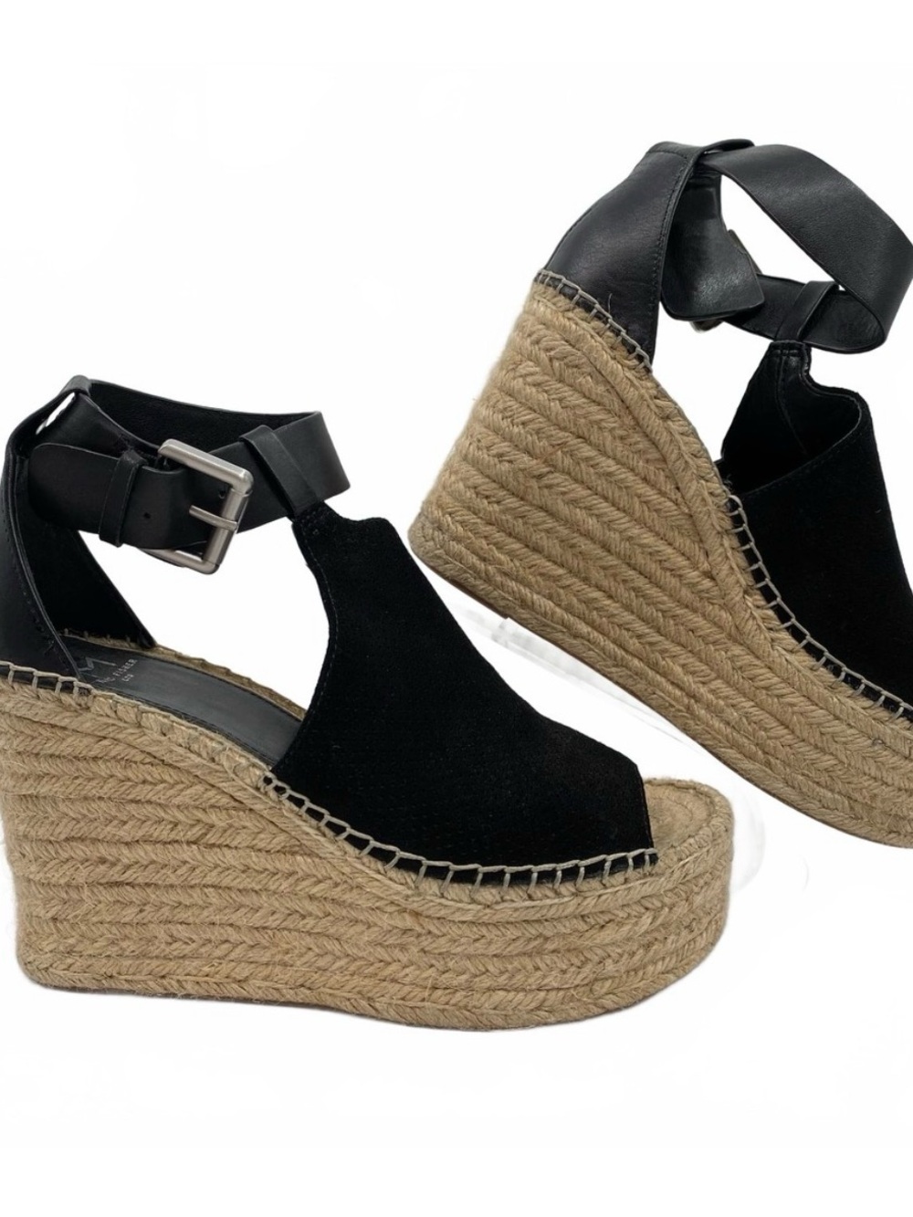 Marc Fisher Black Mlannie Laser Cut Wedges | Women’s 6.5 Regular